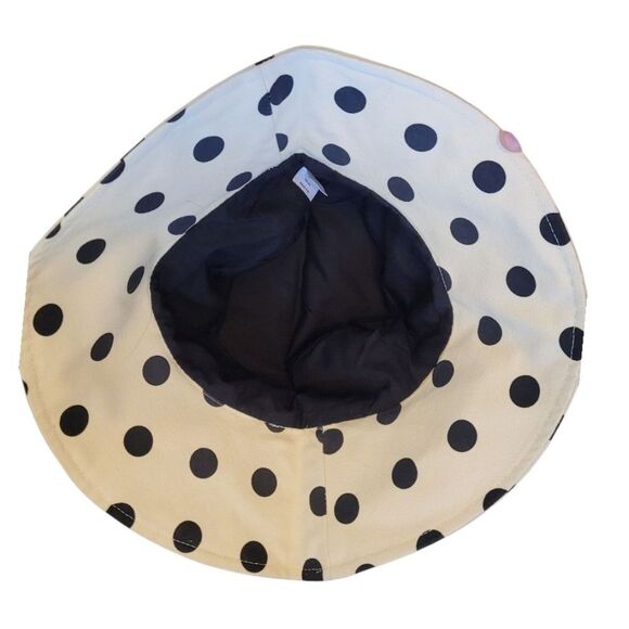 Bon Voyage Women's Cream 100% Cotton Polka Dot Bucket Hat NWT - Picture 3 of 5